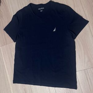 Nautica Men's Dark Blue V-Neck Tee 100% Cotton Size L